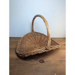 Vintage Wicker Gathering Flower Basket Handcrafted Portugal Brown Rustic 18×15″