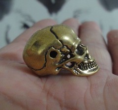 Vintage Style Solid Brass Copper Cool Skull Statue Sculpture Pendant