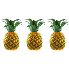 3-Pack Artificial Medium Pineapple 7-in Plastic Decorative Fruit Yellow Fake LOT
