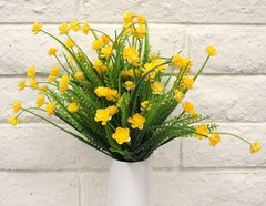 6pc Artificial Fake Flowers Yellow White Ivory Outdoor Plastic Shrubs Mini Rose