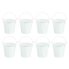 8 Pcs 3″x3″ Small Metal Buckets Mini Galvanized Easter Buckets White