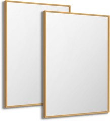 2-Pack 22″x30″ Matte Gold Vanity Mirror, Wall Mount, Vertical or Horizontal
