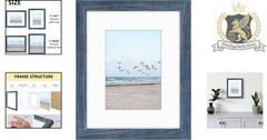 Versatile Blue 8×10 Frame with Removable Mat for Vertical or Horizontal Display