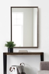 Quato Transitional Rectangle Wall Mirror; 24 x 36; Dusty Brown; Framed Rectan…