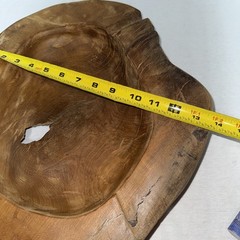 Live Edge Burl Wood Bowl Natural Root Centerpiece Hand Carved Organic Teak 16”