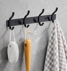 Black Wall Hooks, 12 Inch Coat Rack Wall Mount with 4 Hooks, Wall Hooks Heavy…