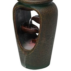 LED Light Resin Vase Fountain Waterfall Desktop Water Indoor Decor with Atomizer