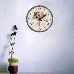 12-in Simple European Flowers Wall Clock, Frameless, Wooden, MDF, Silent