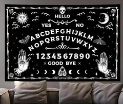 Gothic Ouija Board Tapestry Skeleton Sun Moon Witch Palm Divination Altar Cloth