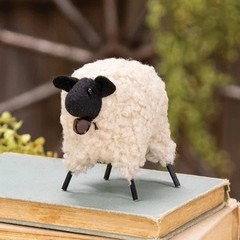 NEW Primitive Farmhouse SHEEP with Bell Sherpa Figurine Statue Cottage 3.5″Hx6″W