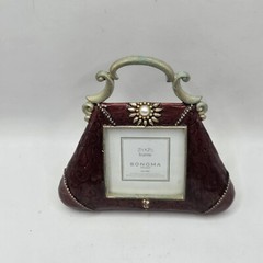 Sonoma Hanging Stand Alone Photo Frame Purse Red Enamel Crystal 2 1/2″ X 2 1/2″