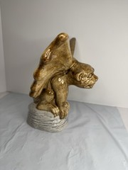 Gargoyle Statue Handmade Ceramic Double-Glazed, 13” Wingspan, 10” Tall, 3.6 lbs