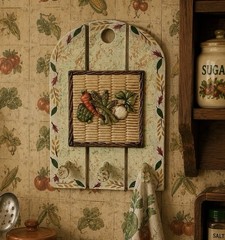 Vintage Hand painted Vegetable Kitchen Wall Plaque Peg Rack Farmhouse Decor