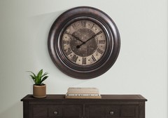 Clocks – 30″ Round – Large Oversized – Wall Clock – Brown – Transitional