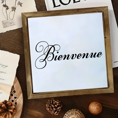 Bienvenue Welcome Wooden Sign Elegant Cursive Wall Decor for Home and Restaurant