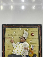 Italian Chef Tiles 3D Wall Art Set of 4 Plaques 4 1/2″ x 6 1/4″ by Dena Marie