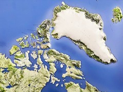 Real 3D raised relief map of North America – with touchable mountain peaks.