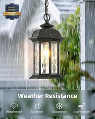 Outdoor Pendant Lights for Porch, Black Pendant Light Fixtures with Adjustabl…
