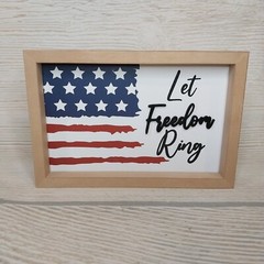 New! «Let Freedom Ring» Box Frame «Summer» USA American Flag Decor Reversible .