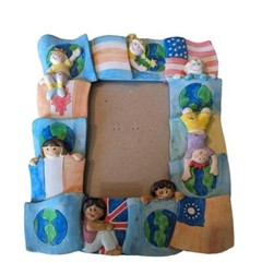 1994 HB Group BB Burnes 3×5 ceramic frame childern of the world flags cartoonish