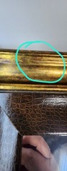 square mirror faux alligator textured inner frame and gold toned outer frame