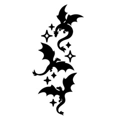 6″ Flying Dragons with Stars Vinyl Decal Sticker