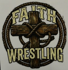 Faith Wrestling Sticker 2.5in x 2.5in UV Cross Christian