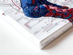 Wall Art Patriotic Superhero Blueprint Poster Red Blue Shield Comic Home Decor