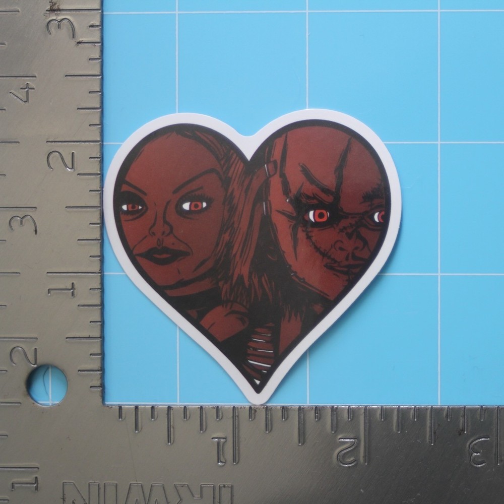 Bride of Chucky Sticker (CHUCKY & TIFFANY) Bloody Horror Movie, Gloss PVC Decal
