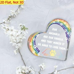 Rainbow & Paw Print Heart Plaque Pet Loss Memorial Gift Family Desktop Decor