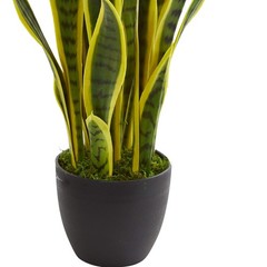 26in Sansevieria Artificial Plant | Yellow & Green Striped Leaves | 5.5 Pot