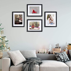 Black Solid Wood Picture Frames 4 PCS – 11×14 & 5×7 for Table or Wall Display