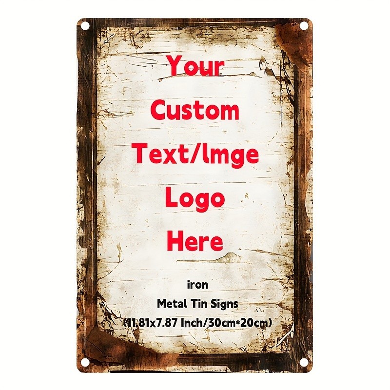 Personalized Iron Tin Sign, Measuring 8.0X12.0 inch, Customizable Text, Image, ❀