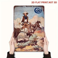 Vintage Cowboy Metal Sign Aluminum 8×12 Inches Funny Western Decor