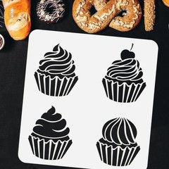 FINGERINSPIRE Cupcake Stencil for Painting 11.8×11.8 inch PET Hollow Out DIY …