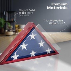 Glass Front Flag Display Case for Burial Flag – Wall Mounted 9.5 X 5 Feet Fla…