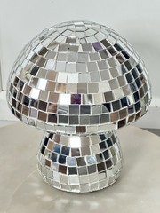 Mushroom Silver Disco Mosaic Tabletop Decor Extra Celestial