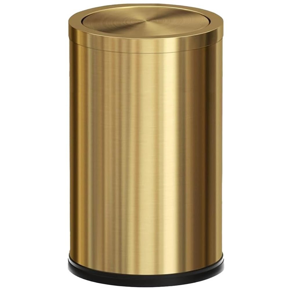 18L/4.7GAL Gold Bathroom Trash Can with Lid,Brass Garbage Can with Flipping L…