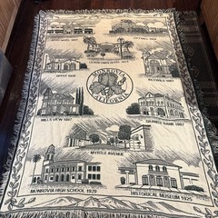 Monrovia CA Woven Throw Blanket 68×47”Fringed Tapestry Reversible Town Landmarks
