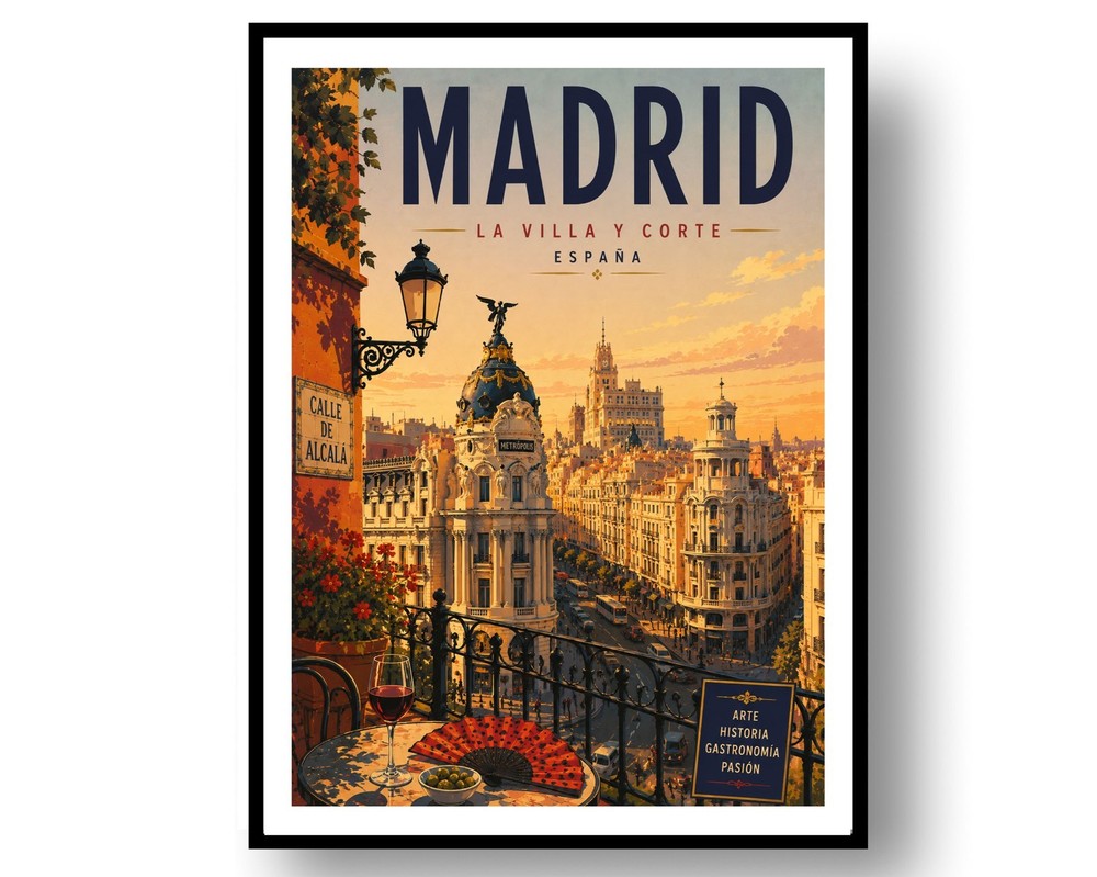 Madrid Travel Poster Print, Wall Decor