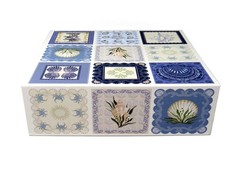 Punch Studio Keepsake Flip Top Nesting Box Blue Seashells 28259 Large New