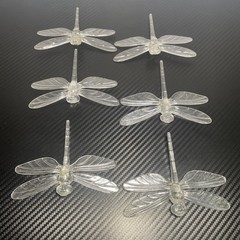 Dragonfly Craft Set Of 6 Clear Plastic Dragonflies 3”x 4” Each PreOwned