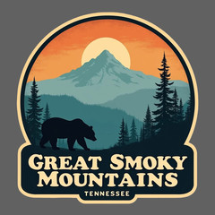 Great Smoky Mountains Tennessee Sticker Vinyl Decal Bear Sunset Scenic