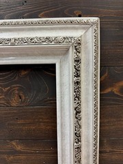 16 x 20 In stock-Classic compo ornate wood frame, Marble White with Silver leaf