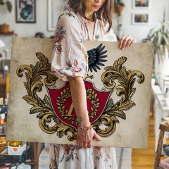 Lavish Heraldic Crest Prominently Features A Golden Letter «a» At Its Wall Art