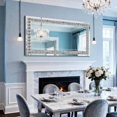 Crystal Full Length Mirror Bathroom Vanity Mirror Decorative Wall Accent Mirrors