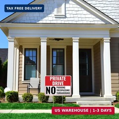 2PC Private Driveway No Turnaround Sign with Stake, 12 Inches by 9 Inches – Corr