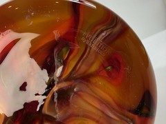 Waterford Evolution 24” Art Glass Vase Red Amber Swirl Tall Modern Decor Crystal