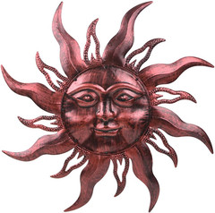 28» Outdoor Wall Decor Rust Proof, Sun Face Metal Wall Art Decor Hanging for In