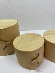 Crate&Barrel Stacking Round Birch Boxes Gift Decor Set Of 3